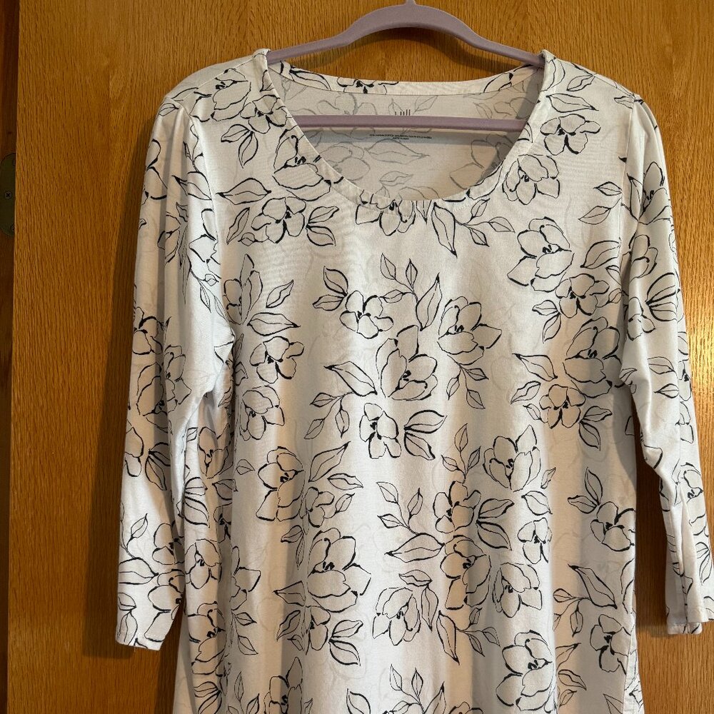 J. JILL WHITE BLACK & GREY A LINE TUNIC SZ L GOOD CONDITION